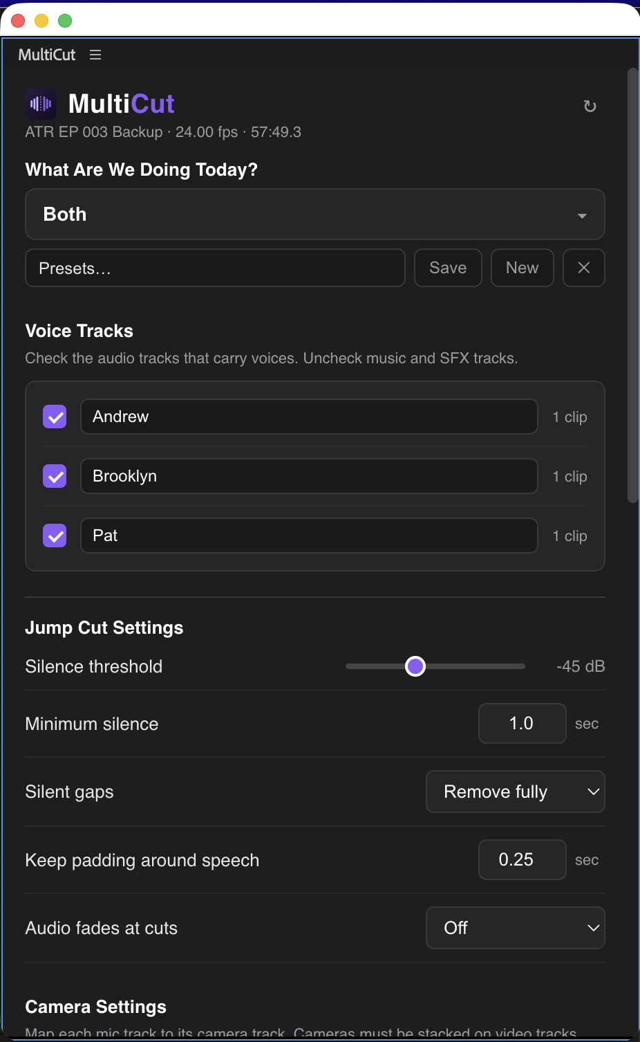 MultiCut panel in Premiere Pro