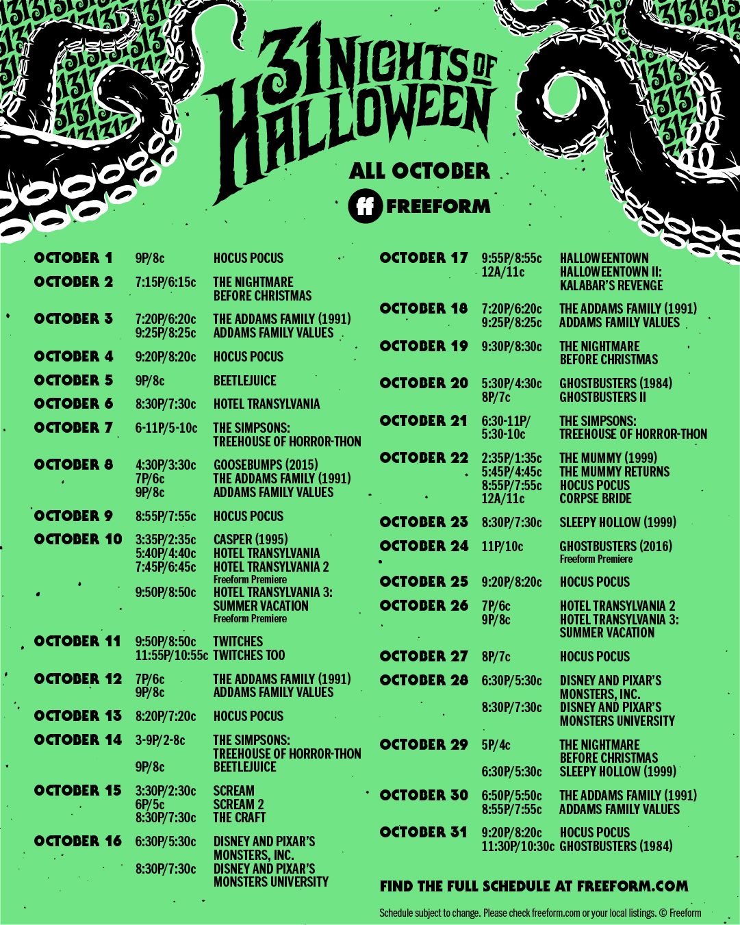 31 nights of halloween 2020 list Freeform S 31 Nights Of Halloween 2020 Here S The Full Schedule 31 nights of halloween 2020 list